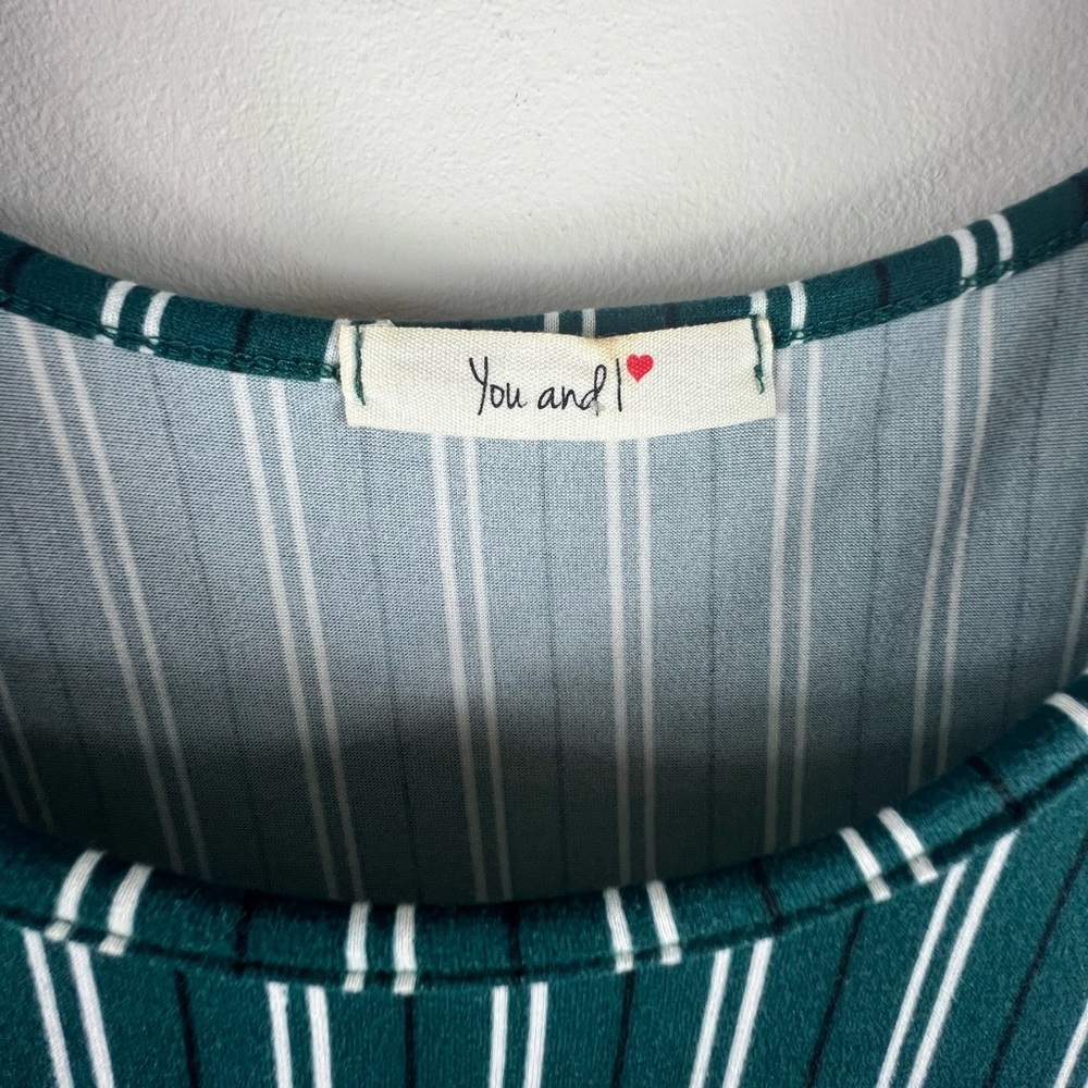 Green, White and Black Striped You and I <3 Scoop Neck Dress - Picture 3 of 3
